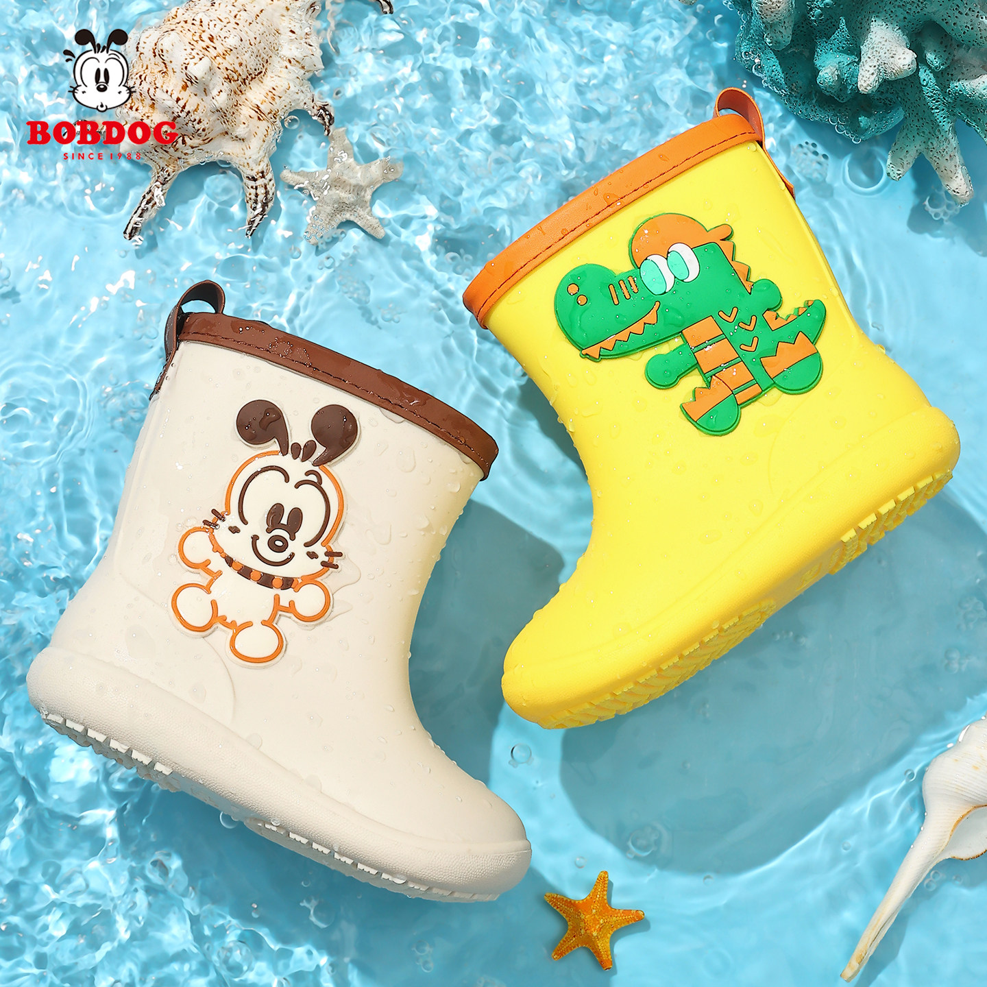 巴布豆儿童雨鞋男童女童宝宝雨靴女孩幼儿园上学防滑防水轻便水鞋