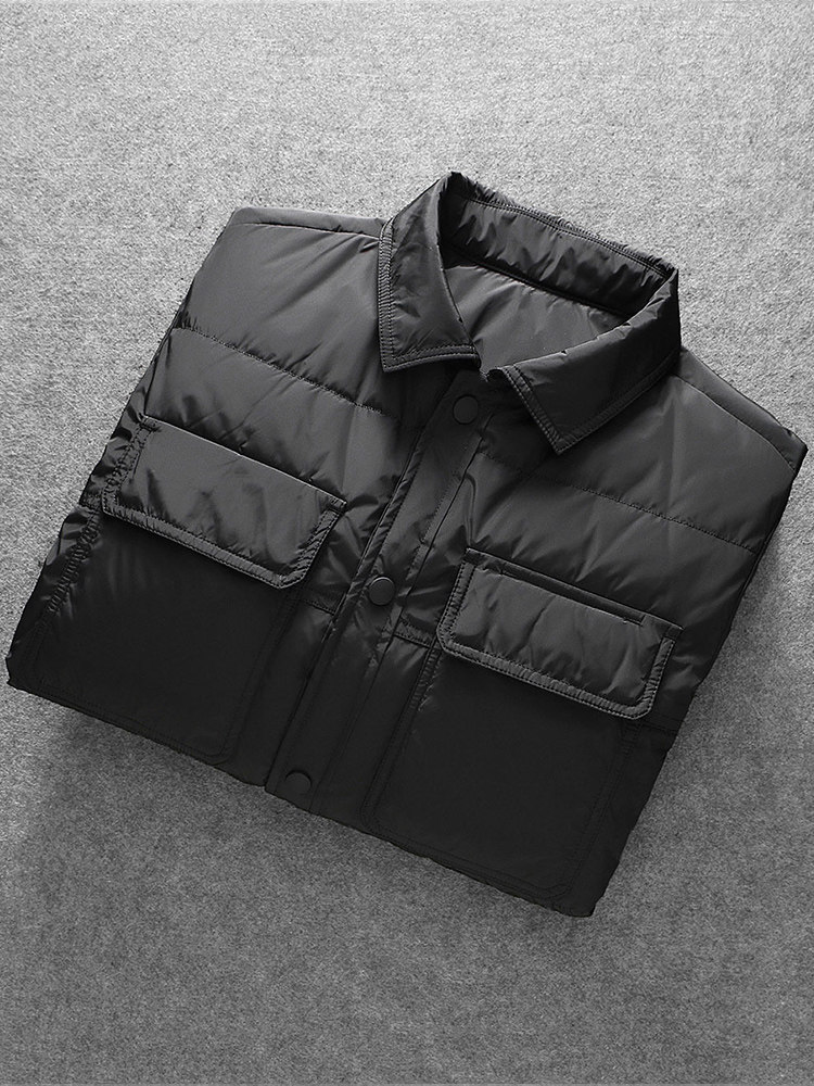 2024 WINTER NEW SHIRT COLLAR DOWN JACKET MENS KOREAN VERSION OF WARM CASUAL WHITE DUCK DOWN LIGHT AND LIGHT PLUS-SIZE JACKET TIDE