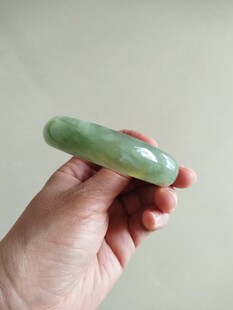 60内径陕西西安蓝田玉手镯 大码蓝田玉石镯子天然绿色姜花玉手镯