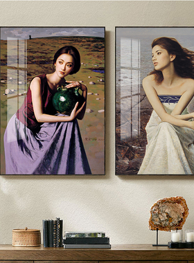 美女浴室油画晶瓷铝合金装饰画