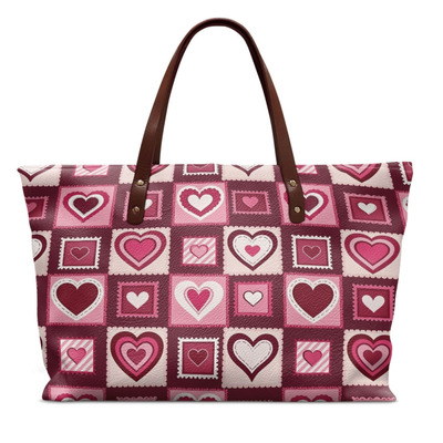 情人节礼物爱心印花托特包女通勤包大容量单肩包 Valentine's Day