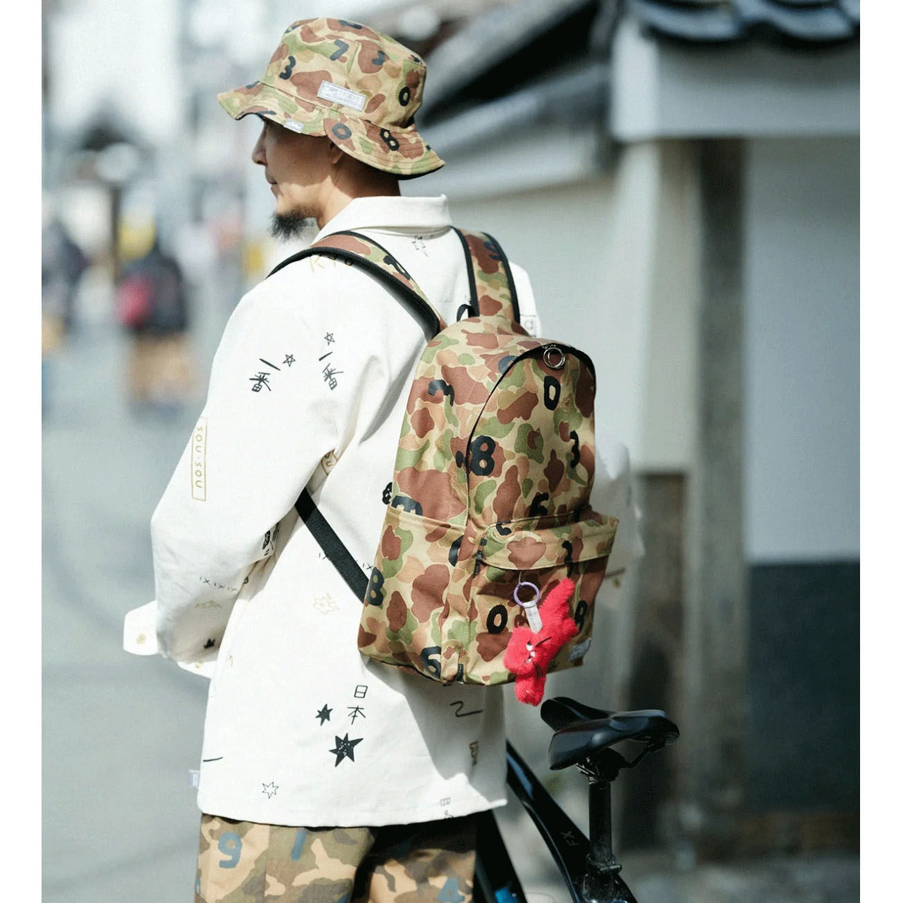 日本潮牌sou数字迷彩休闲双肩包大容量旅行轻便背包男女学生书包