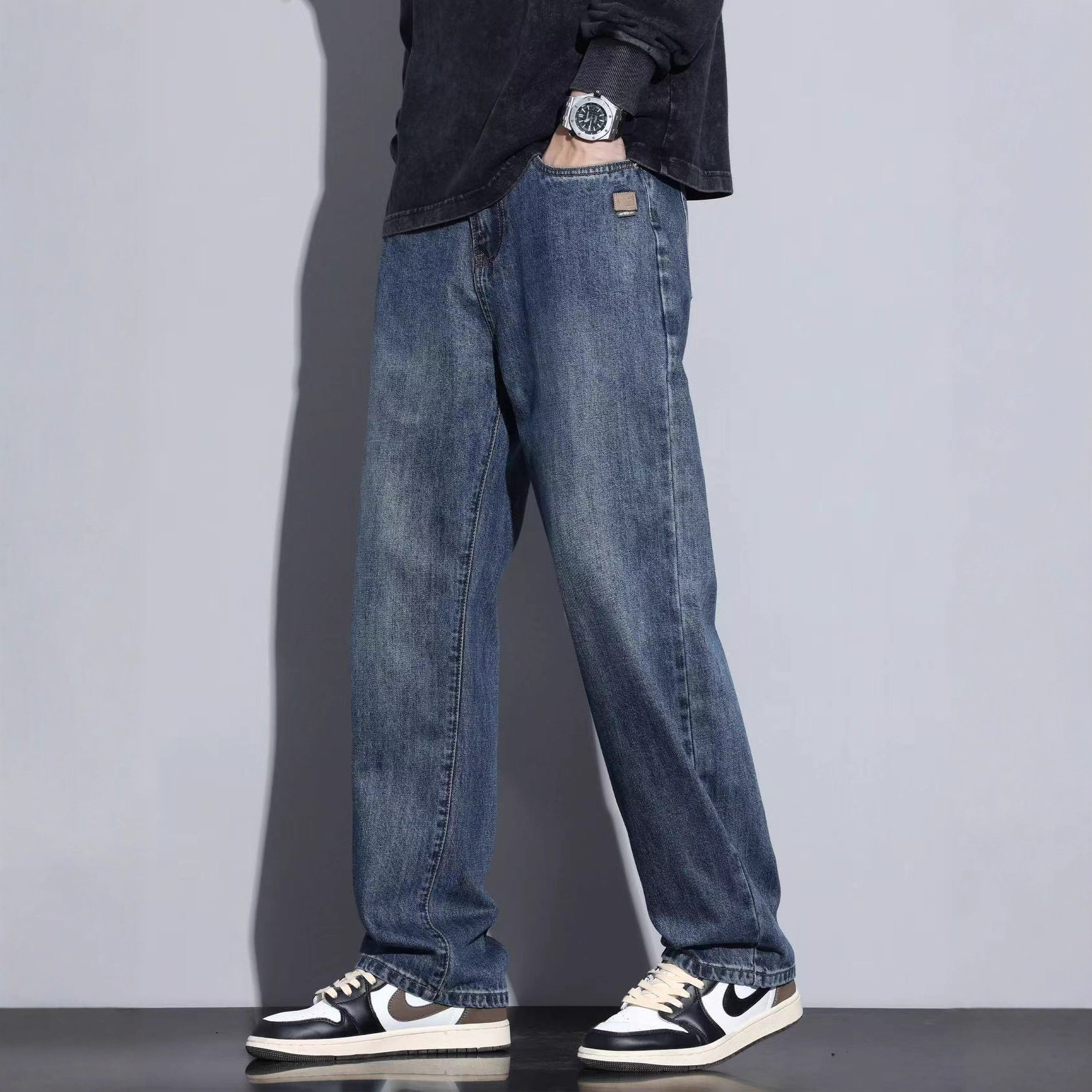 梵克思秋冬款宽松阔腿牛仔裤男款美式高街复古直筒休闲男生长裤子,男装,牛仔裤,淘宝优惠券,粉丝福利购,淘宝优惠卷