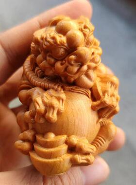 天然崖柏五帝貔貅实木木雕吉祥摆件家居客厅工艺品文玩盘玩手把件
