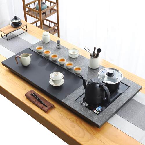 天然整块乌金石茶盘全自动一体茶具套装家用高档简约大小茶台套组