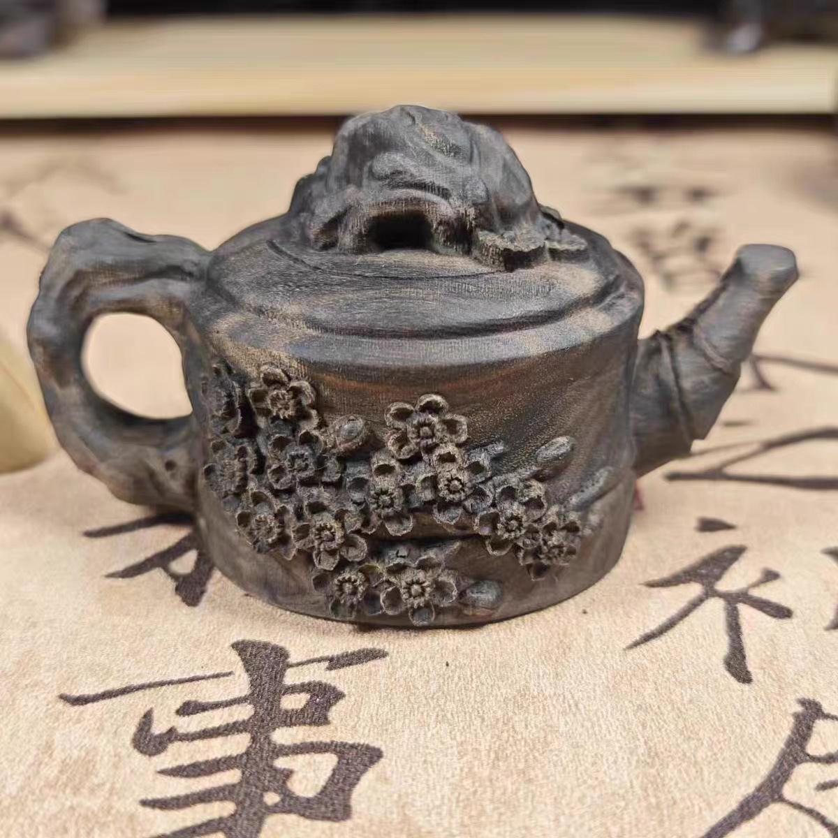 沉香木雕刻把把壶手把玩整木雕刻熬梅把把壶文玩桌面摆件工艺品