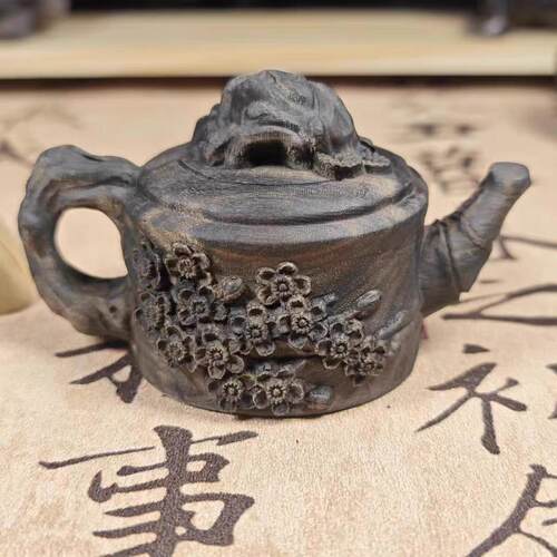 沉香木雕刻把把壶手把玩整木雕刻熬梅把把壶文玩桌面摆件工艺品