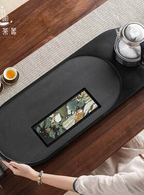 天然乌金石奢石岩板茶盘创意中式客厅智能全自动烧水壶一体式茶台