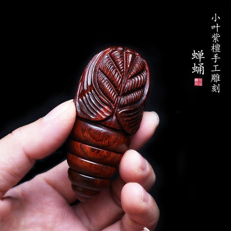 印度小叶紫檀木质蚕蛹手把件手工雕刻东西南北会动的解压文玩图片