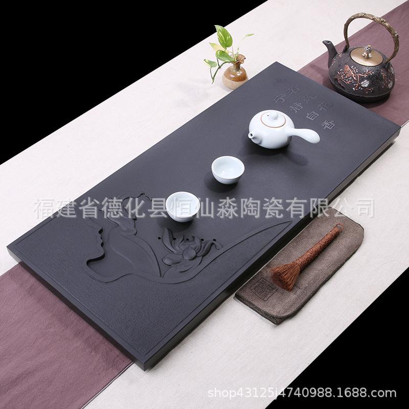 厂家直销乌金石茶盘古船木茶盘茶海天然黑金石雕刻