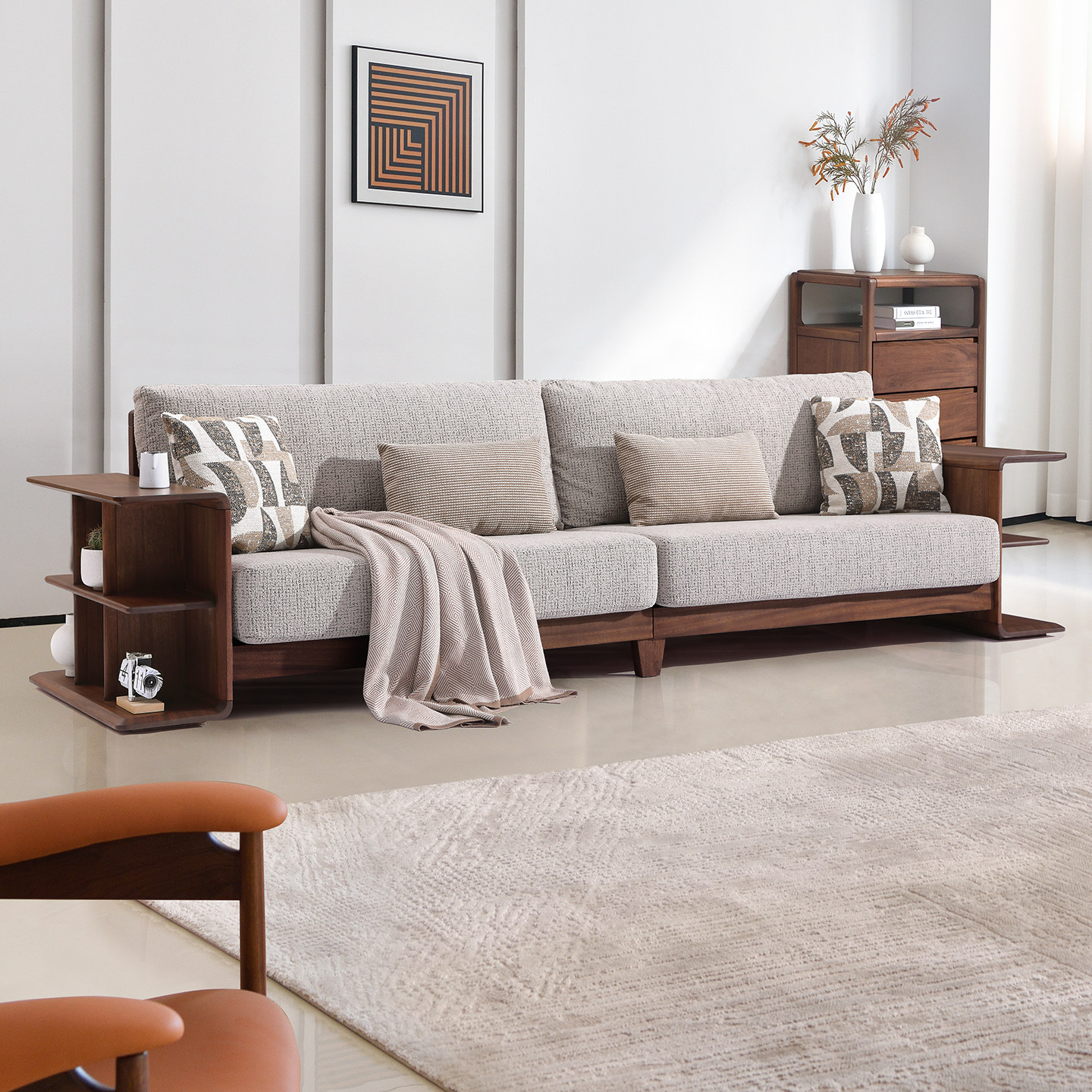 全实木沙发客厅家用现代简约单双直排三四人位布艺可拆洗2026新款