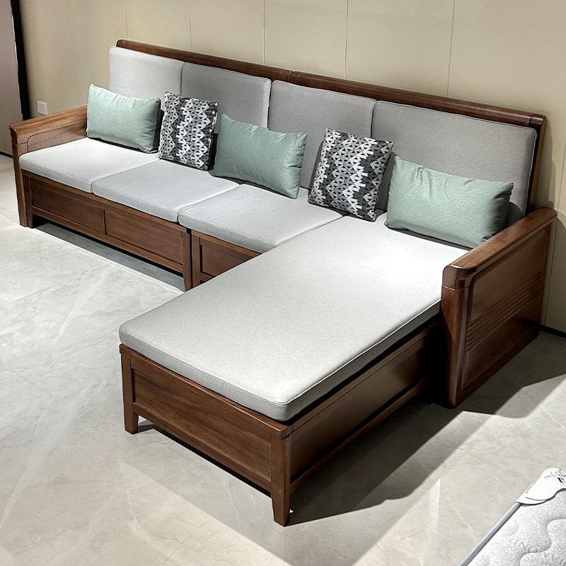 全实木沙发客厅现代简约冬夏两用胡桃木储物沙发小户型2025新款