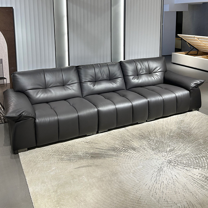 轻奢真皮沙发客厅简约现代意式直排三四人位皮艺沙发家用小户型