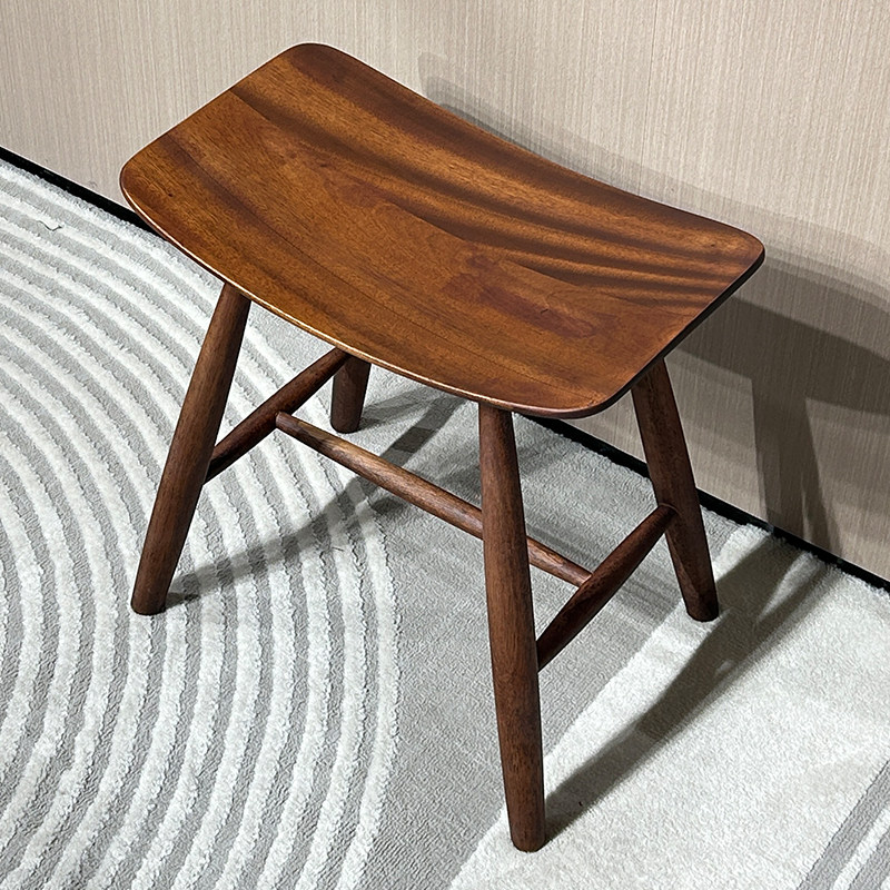 全实木小凳子核桃木现代简约卧室家用换鞋凳梳妆凳板凳可移动矮凳