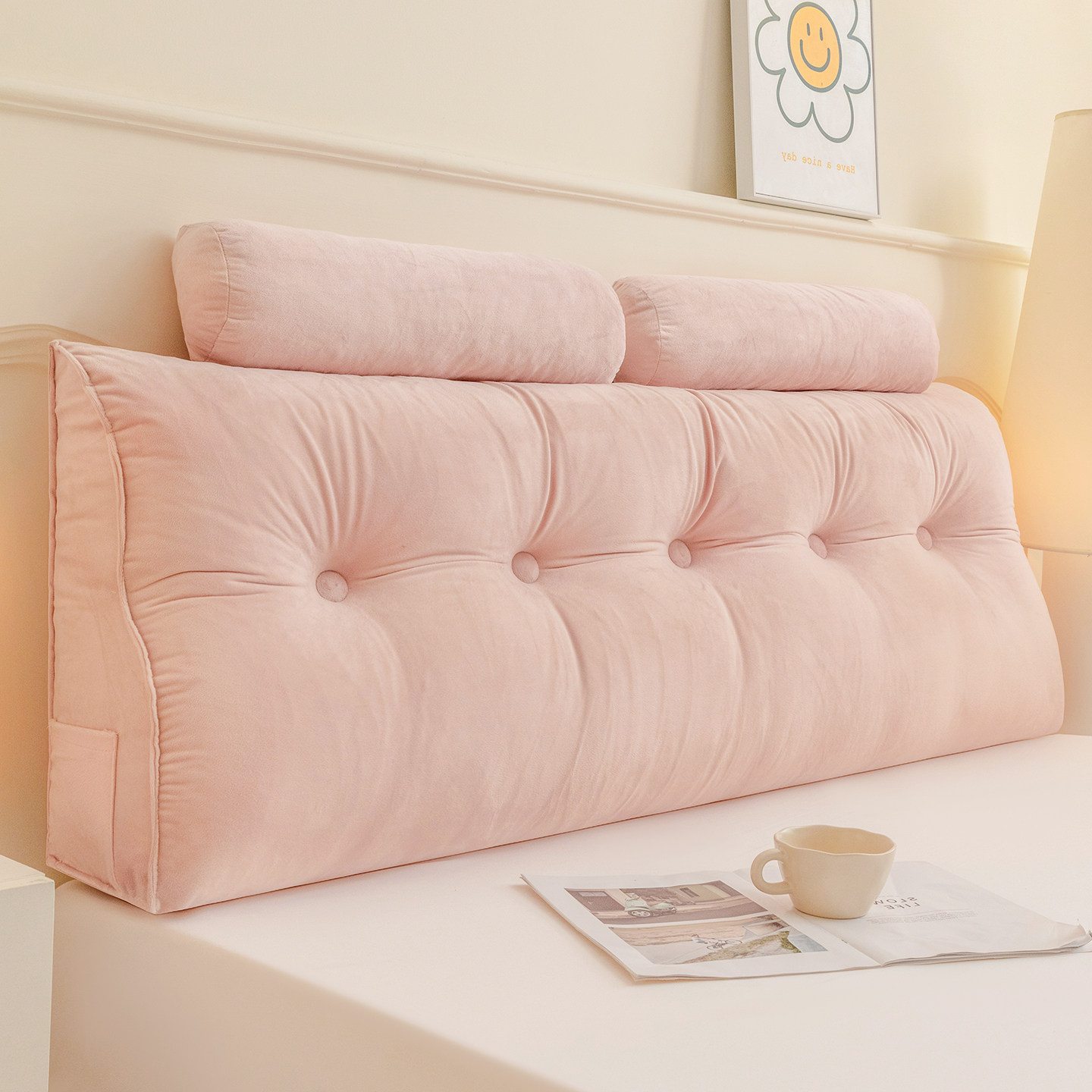 温馨床上靠垫三角床头靠背软包冬季榻榻米靠枕防撞飘窗软垫可拆洗,居家布艺,床头靠垫,淘宝优惠券,粉丝福利购,淘宝优惠卷