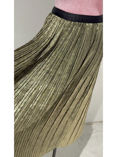 流光溢彩百褶半身裙金属半裙中长裙高定轻奢高腰显瘦垂感面料原创