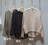 罩衫 新款 女 亮丝亮片透视镂空短袖 防晒薄款 夏季 闪闪2022宽松蝙蝠袖