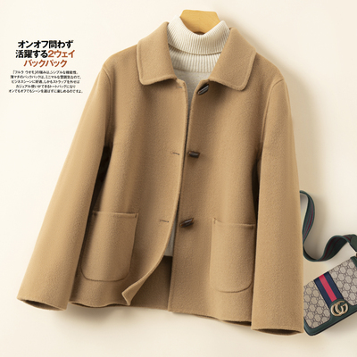 双面羊绒大衣女短款宽松毛呢外套