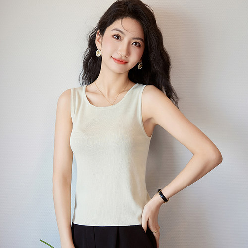 冰丝针织吊带背心短款无袖上衣女