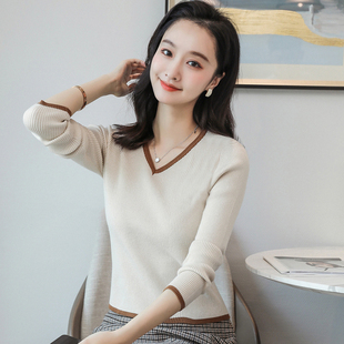 2026春季 新款 女装 v领薄款 毛衣内搭打底衫 女修身 小个子短款 针织衫