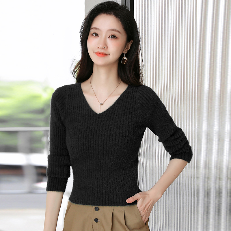 水貂绒修身短款毛衣女秋冬新款