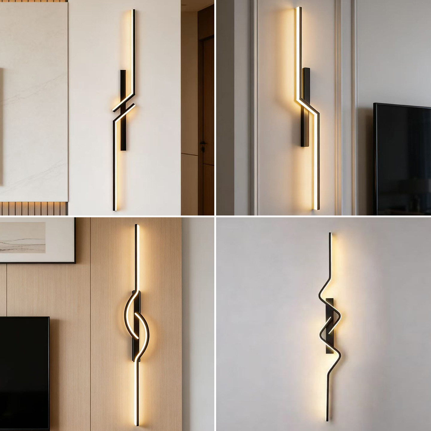 2026新款现代简约卧室LED壁灯客厅格栅电视背景墙灯极简长条灯