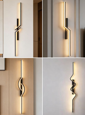 2026新款现代简约卧室LED壁灯客厅格栅电视背景墙灯极简长条灯