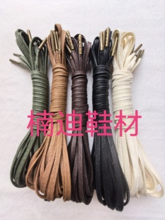 轻奢加厚5㎜扁打蜡鞋带纯棉蜡带军绿色高帮马丁靴用系带原装通用