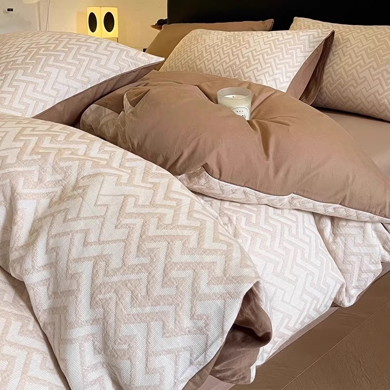 25新款加厚双层纱全棉床上四件套