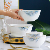 唐山骨瓷餐具碗套装 家用轻奢5英寸吃饭碗6英寸面碗8英寸大汤碗