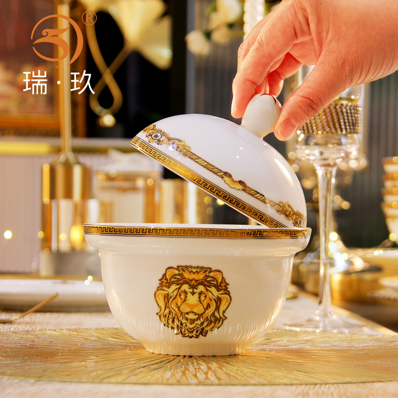 欧式家用骨瓷炖盅酒店隔水炖带盖燕窝碗鱼翅鲍鱼盅甜品盅小汤罐