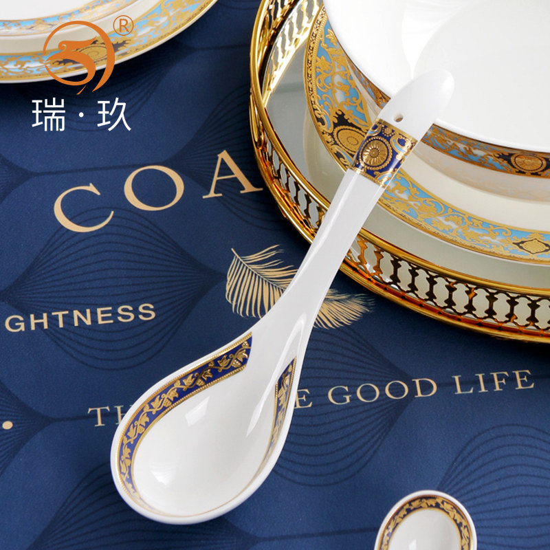 家用骨瓷大汤勺浮雕餐具瓷勺子大号粥勺调羹汤勺大汤匙长柄盛汤勺,餐饮具,叉/勺/筷套装,淘宝优惠券,粉丝福利购,淘宝优惠卷