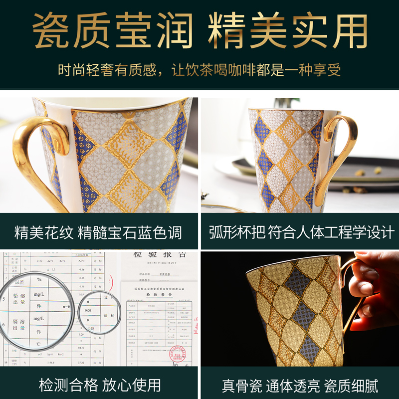 轻奢风骨瓷杯家用时尚杯子大号牛奶杯咖I啡杯早餐杯个性水杯易清