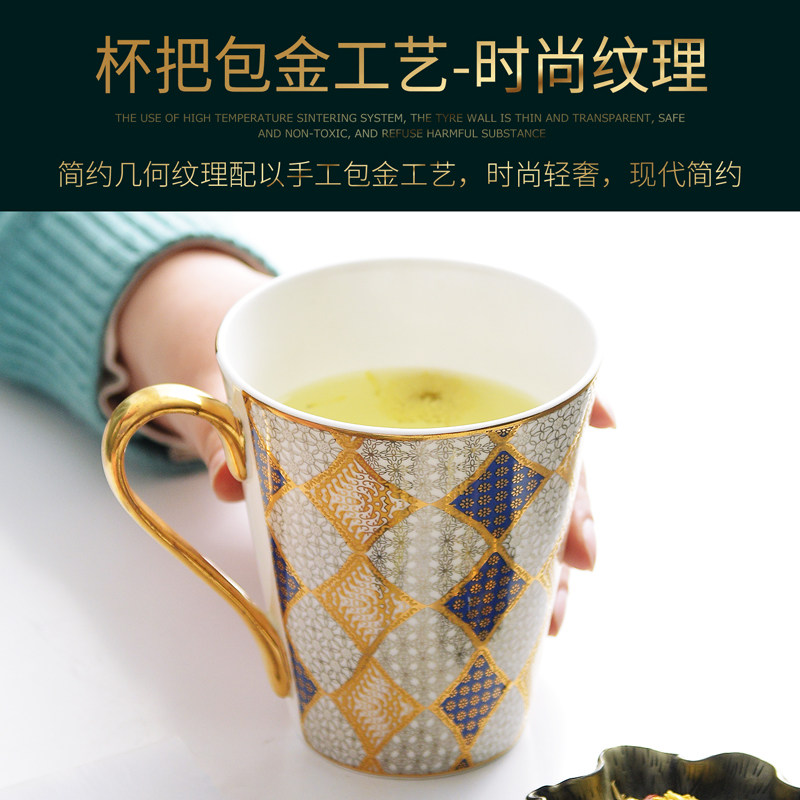 轻奢风骨瓷杯家用时尚杯子大号牛奶杯咖啡杯早餐杯个性水杯易清洗