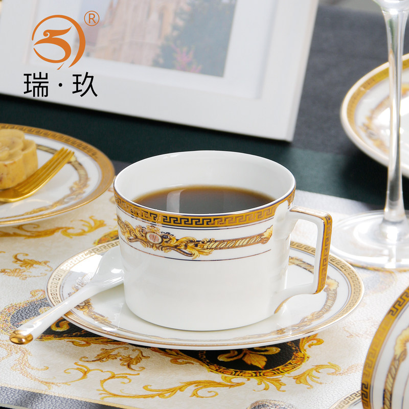 家用欧式金边骨瓷咖啡杯碟咖啡勺B咖啡具套装陶瓷茶杯茶碟下午茶