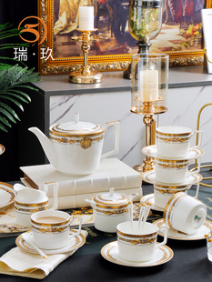 家用欧式金边骨瓷咖啡具套装陶瓷杯碟茶具咖啡具礼盒咖啡杯咖啡壶