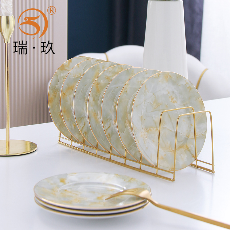 家用轻奢金边6英寸骨瓷点心碟