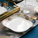 家用欧式 浮雕金骨瓷菜盘创意四叶草盘子深盘陶瓷餐具盘子汤盘酒店