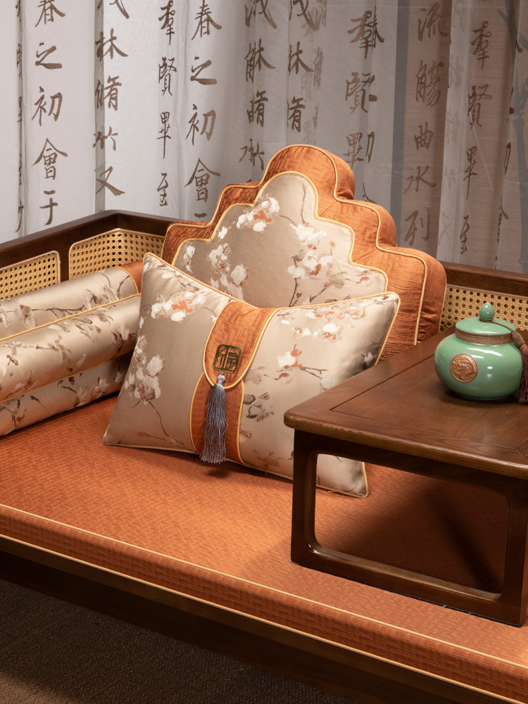红木沙发靠垫，中国风格的可访问豪华罗汉床靠垫防滑家用实木躺椅