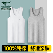 七匹狼男士 男款 睡衣单件上衣背心男纯棉老头衫 打底内搭家居服汗衫