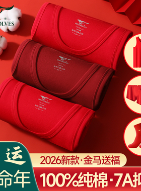 七匹狼男士红色背心男款纯棉2026马年本命年打底全棉青少年老头衫
