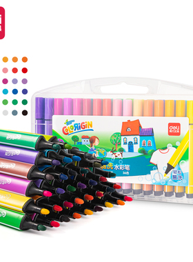 得力（deli）36色可水洗水彩笔学生儿童画画绘画勾线涂色颜色文具玩具美术用品画材粗三角杆涂鸦画笔70659