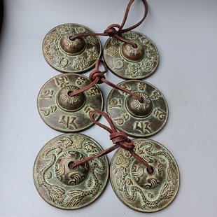 纯铜尼伯尔碰铃藏式法器乐器挂件摆件装饰品六字真言手工撞铃