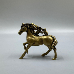 古玩黄铜马摆件马背对象小摆件马上有对象招桃花吊坠挂件饰品摆件
