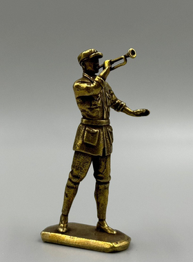 古玩杂项收藏仿古铜器吹号手小人偶摆件家居装饰品工艺品