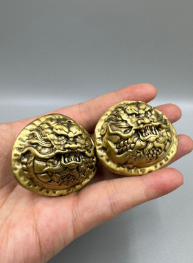 黄铜龙头核桃文玩实心健身球核桃手把雕刻解压锻炼把玩纯铜一对