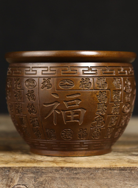 福缸摆件小铜缸黄铜精品家居饰品客厅装饰福金蟾精工铸造