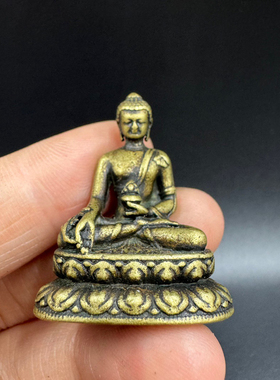 实心黄铜三宝佛摆件做旧全铜迷你释迦摩尼阿弥陀佛药师佛如来佛