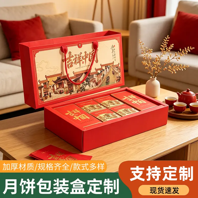 2026中秋月饼盒月饼包装盒手提月饼礼盒包装盒烘焙月饼盒礼品盒子