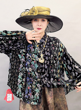 K358国风中式提花高端阔太立领长袖新款爆款衬衫外套